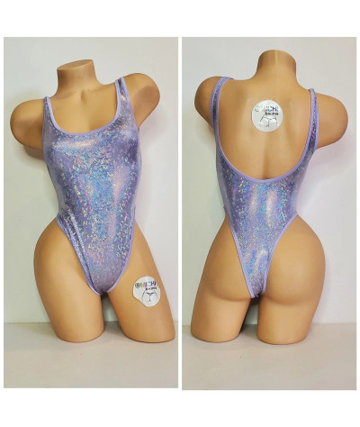 Shattered Holographic Periwinkle with Periwinkle Trim 1 Piece Bodysuit Size SMALL