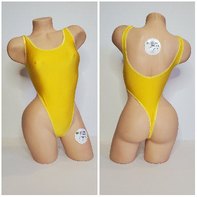 Yellow with Your Choice Trim Color Custom Logo Option 1 Piece Bodysuit Size SMALL